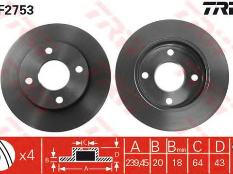 Disc frana punte fata FORD ESCORT/FIESTA/KA 1,0-1,8 90-240 X 20 - Cod intern: W20009273 - LIVRARE DIN STOC in 24 ore!!!