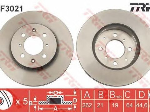 Disc frana punte fata HONDA CIVIC 94- UK/JP/CRX/JAZZ/CITY 08-/ROVER 200/400/25/45 262MM 44,6MM - Cod intern: W20009317 - LIVRARE DIN STOC in 24 ore!!!