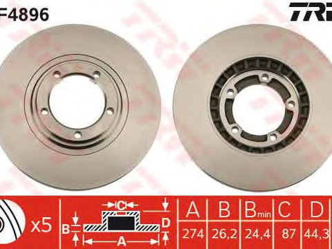 Disc frana punte fata HYUNDAI H-1/STAREX 2,4/2,5 CRDI 01-274 X 26 - Cod intern: W20009766 - LIVRARE DIN STOC in 24 ore!!!