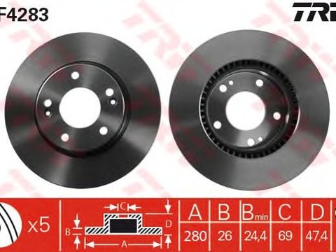 Disc frana punte fata KIA CARENS/MAGENTIS/SPORTAGE 04-280X265 47,4 MM - Cod intern: W20009510 - LIVRARE DIN STOC in 24 ore!!!