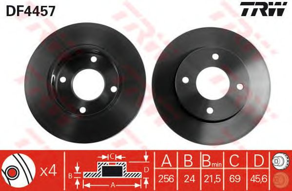 Disc frana punte fata MITSUBISHI COLT 1,1-1,5 04-12256 X 24 - Cod intern: W20009627 - LIVRARE DIN STOC in 24 ore!!!