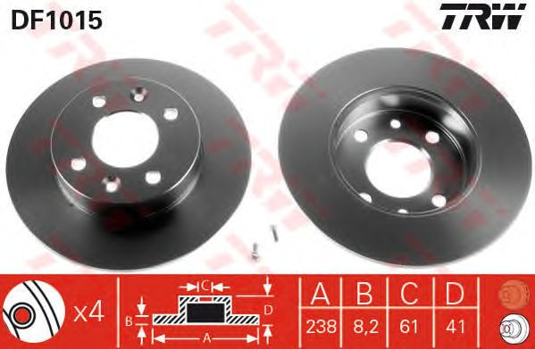 Disc frana punte fata RENAULT CLIO/RAPID/TWINGO 85-07+238 X 8,2 - Cod intern: W20009117 - LIVRARE DIN STOC in 24 ore!!!