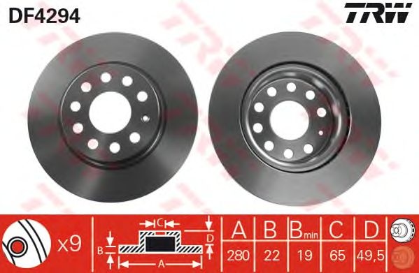 Disc frana punte fata VW CADDY/GOLF/JETTA 04-280 X 22 - Cod intern: W20009517 - LIVRARE DIN STOC in 24 ore!!!