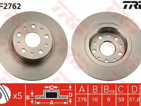 Disc frana punte spate ALFA ROMEO 166 2,0-3,2 98-07276 X 10 - Cod intern: W20009279 - LIVRARE DIN STOC in 24 ore!!!