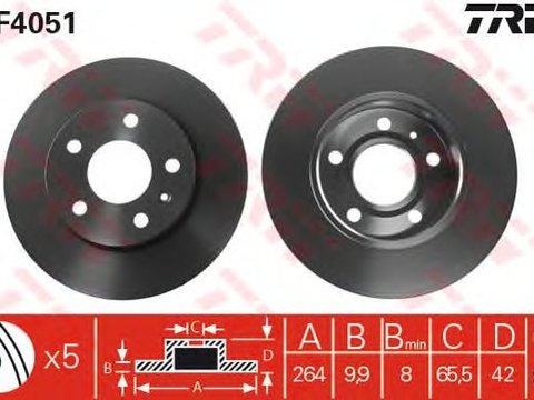 Disc frana punte spate OPEL ASTRA G/ASTRA H/MERIVA A/B/ZAFIRA A/B 264MM 5 - Cod intern: W20009355 - LIVRARE DIN STOC in 24 ore!!!