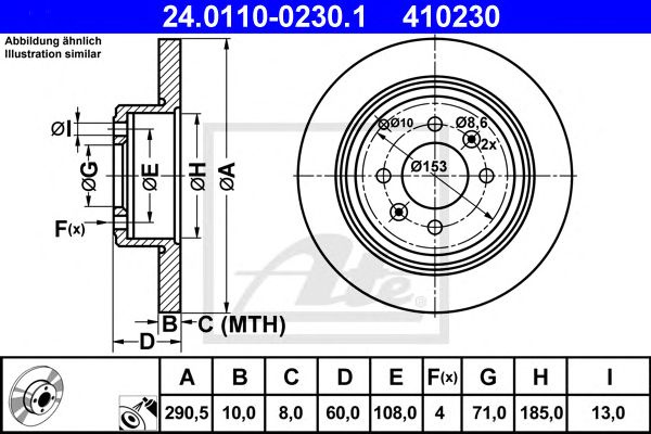 Disc frana punte spate PEUGEOT 406 1,8-3,0 95-0429