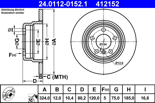 Disc frana puntea spate (24.0112-0152.1 24011201521 ATE) BMW X5