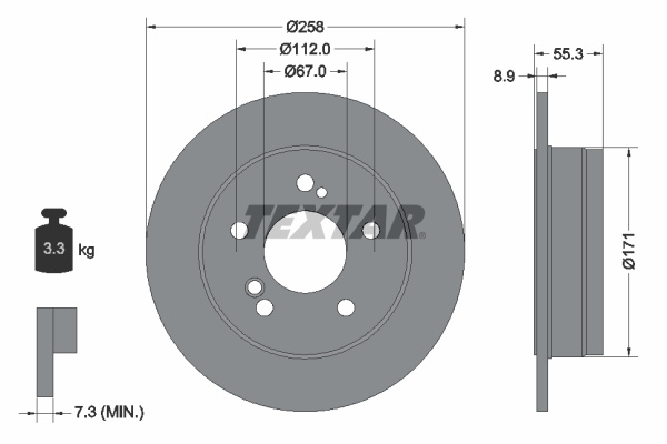 Disc frana puntea spate (92032003 TEXTAR) MERCEDES