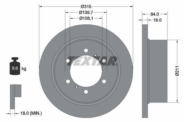 Disc frana puntea spate (92093100 TEXTAR) MITSUBISHI,MITSUBISHI (BJC)