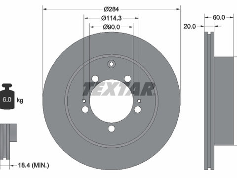 Disc frana puntea spate (92134700 TEXTAR) MITSUBISHI