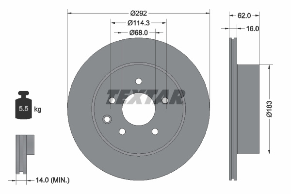 Disc frana puntea spate (92144000 TEXTAR) DONGFENG FENGDU,INFINITI,NISSAN,NISSAN (DFAC),RENAULT,RENAULT (DFAC),SAMSUNG,SUZUKI