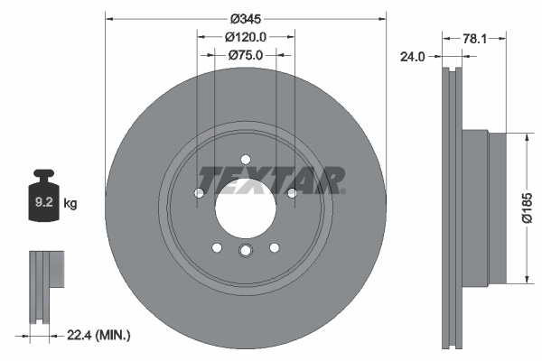 Disc frana puntea spate (92161205 TEXTAR) BMW X5|X6