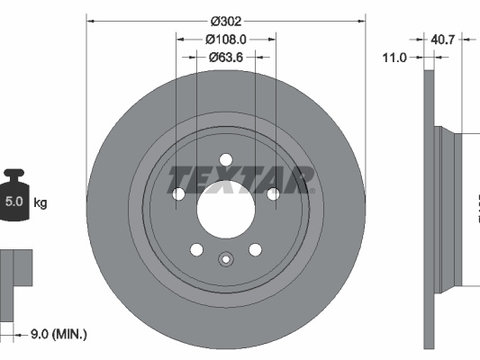 Disc frana puntea spate (92162903 TEXTAR) VOLVO,VOLVO (CHANGAN),VOLVO ASIA