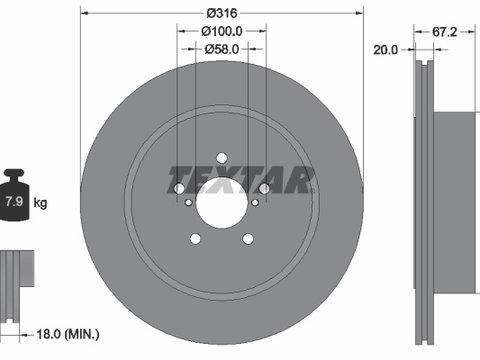 Disc frana puntea spate (92173703 TEXTAR) SUBARU