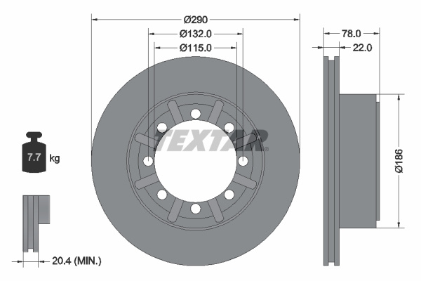 Disc frana puntea spate (93117600 TEXTAR) RENAULT,RENAULT TRUCKS