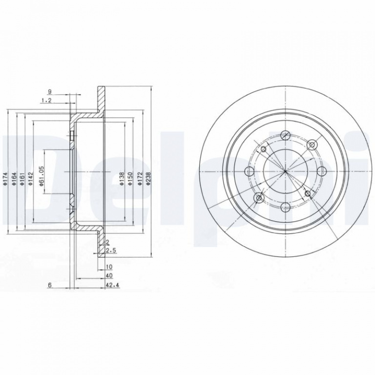 Disc frana puntea spate (BG2538 DELPHI) ACURA,HONDA,LOTUS,MG,ROVER 200|25|25 COMMERCE|400|45|ACCORD|BALLADE, CIVIC|BALLADE, CIVIC, INTEGRA SJ|CDV|CIVIC|CIVIC del Sol, CRX|CONCERTO|COUPE|CRX|Elysee|ELIS