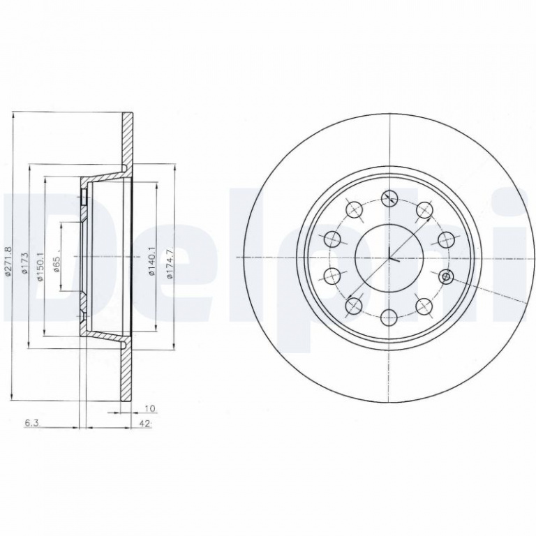 Disc frana puntea spate (BG4324C DELPHI) AUDI,AUDI (FAW),CUPRA,MAZDA (CHANGAN),OPEL,SEAT,SKODA,TOYOTA,VW,VW (FAW) 3 AXELA|A1|A3|A3 Allstreet|A3, A3 / S3|A8, A8 / S8, A8L|ALTEA|ALTEA XL|ATECA|BEETLE|BE