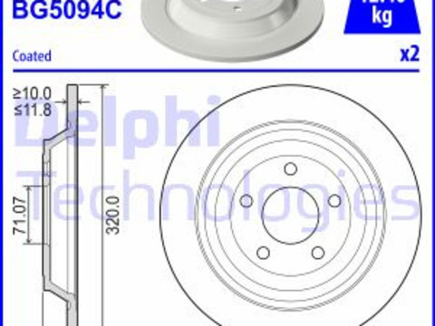 Disc frana puntea spate (BG5094C DELPHI) FORD USA