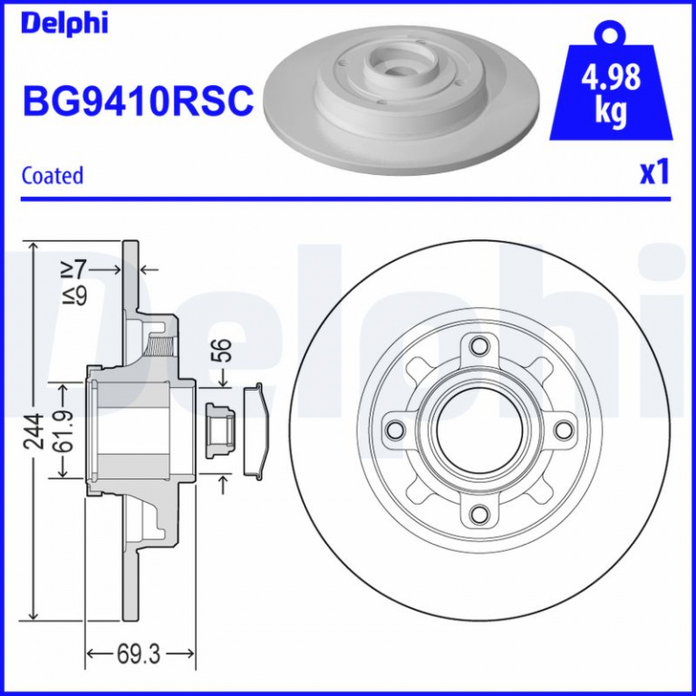 Disc frana puntea spate (BG9410RSC DELPHI) CITRO