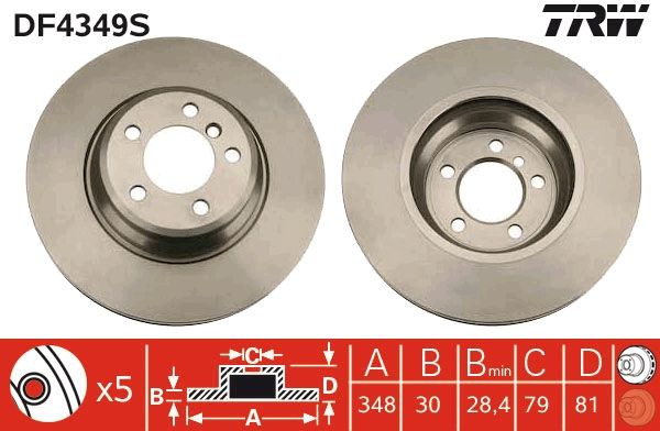 Disc frana QWP WBD619 pentru BMW 7 (E65, E66, E67), 5 (E60) 2001-2010