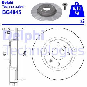 Disc frana # Renault Loganstepway 2013 2014 2015 2016 2017 2018 2019 2020 2021 2022 2023 2024 2025 # BG4045 # DELPHI
