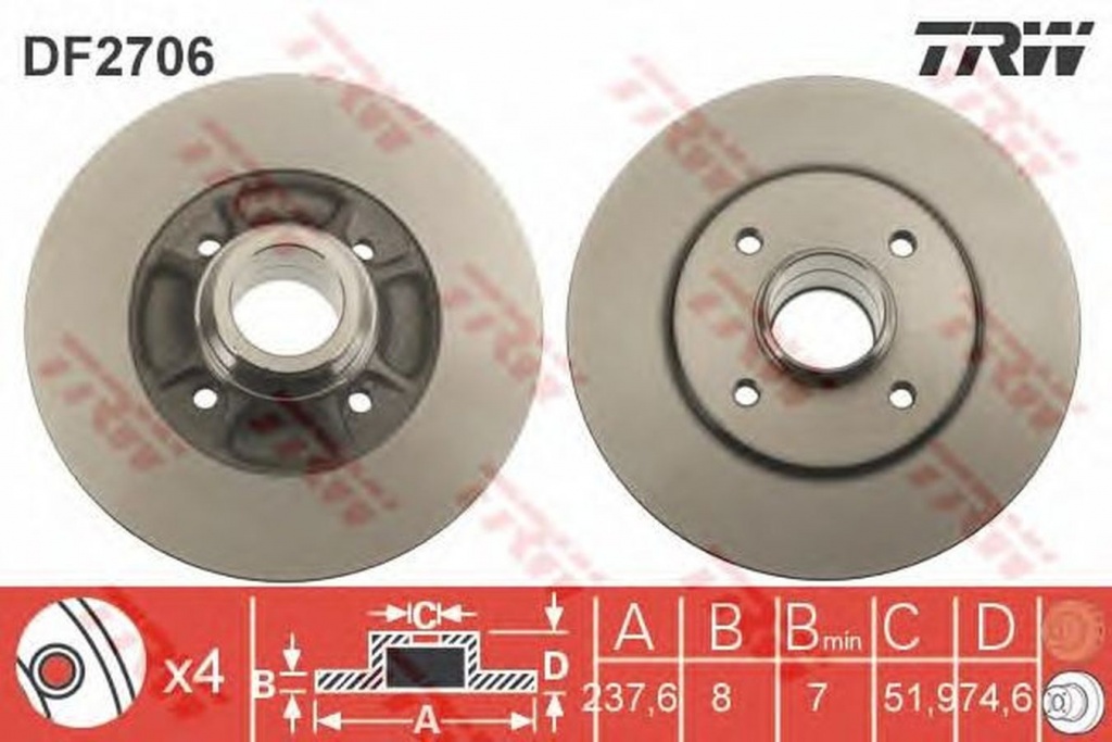 Disc frana RENAULT MEGANE I Grandtour KA0 1 TRW DF2706