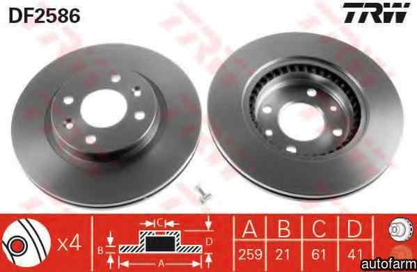 Disc frana RENAULT TWINGO I caroserie S06 TRW DF2586