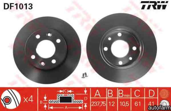Disc frana RENAULT TWINGO I caroserie S06 TRW DF1013