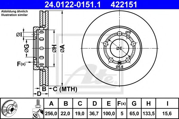 Disc frana SEAT IBIZA V SPORTCOUPE (6J1, 6P5) (2008 - 2016) ATE 24.0122-0151.1 piesa NOUA