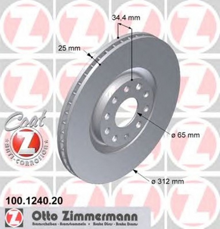 Disc frana SEAT IBIZA V SPORTCOUPE 6J1 6P5 ZIMMERMANN 100124020