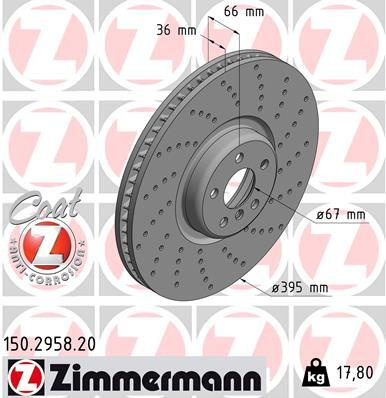 Disc frana ~ Seria 7 (G11, G12) 730 d, Ld Mild-Hybrid limuzina 2,993 286 Diesel/electro ~ 150.2958.20 ~ ZIMMERMANN