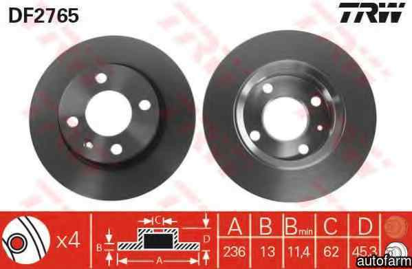 Disc frana SKODA FELICIA II 6U1 TRW DF2765