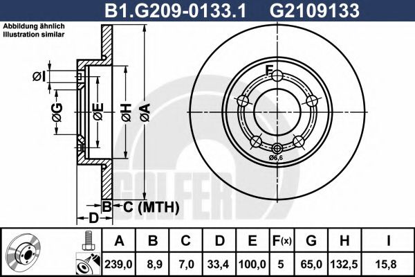 Disc frana SKODA OCTAVIA I Combi (1U5) (1998 - 2010) GALFER B1.G209-0133.1 piesa NOUA