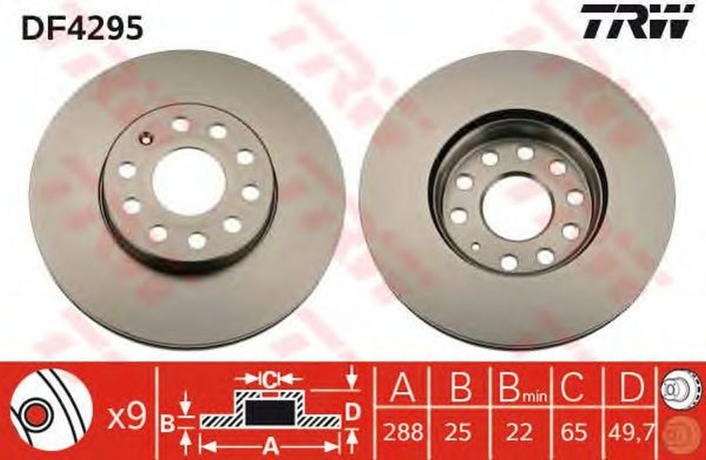 Disc frana SKODA SUPERB 3U4 TRW DF4295 PieseDeTop