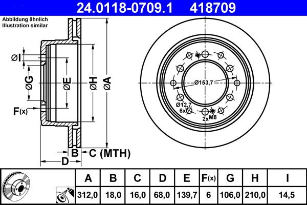 Disc frana spate ATE 418709 Toyota 4 Runner N21 / 