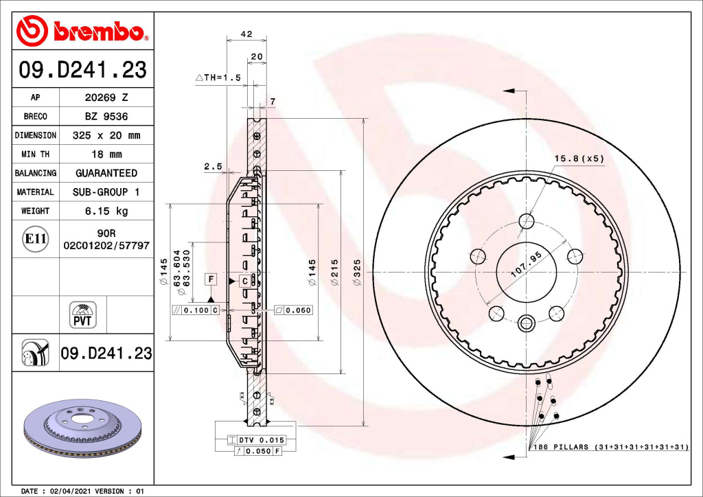 DISC FRANA ~ Spate Dreapta/Stanga LAND ROVER RANGE