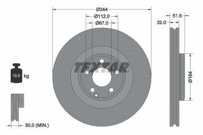 Disc frana spate stanga dr 92289905 TEXTAR pentru 