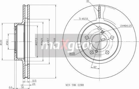 Disc frana SUBARU OUTBACK (BE, BH) Turism, 10.1998 - 08.2003 Maxgear 19-2505