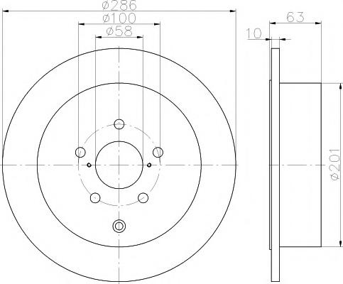 Disc frana SUBARU OUTBACK combi (BL, BP), SUBARU LIBERTY IV (BL, BP), SUBARU IMPREZA hatchback (GR, GH, G3) - HELLA PAGID 8DD 355 116-421