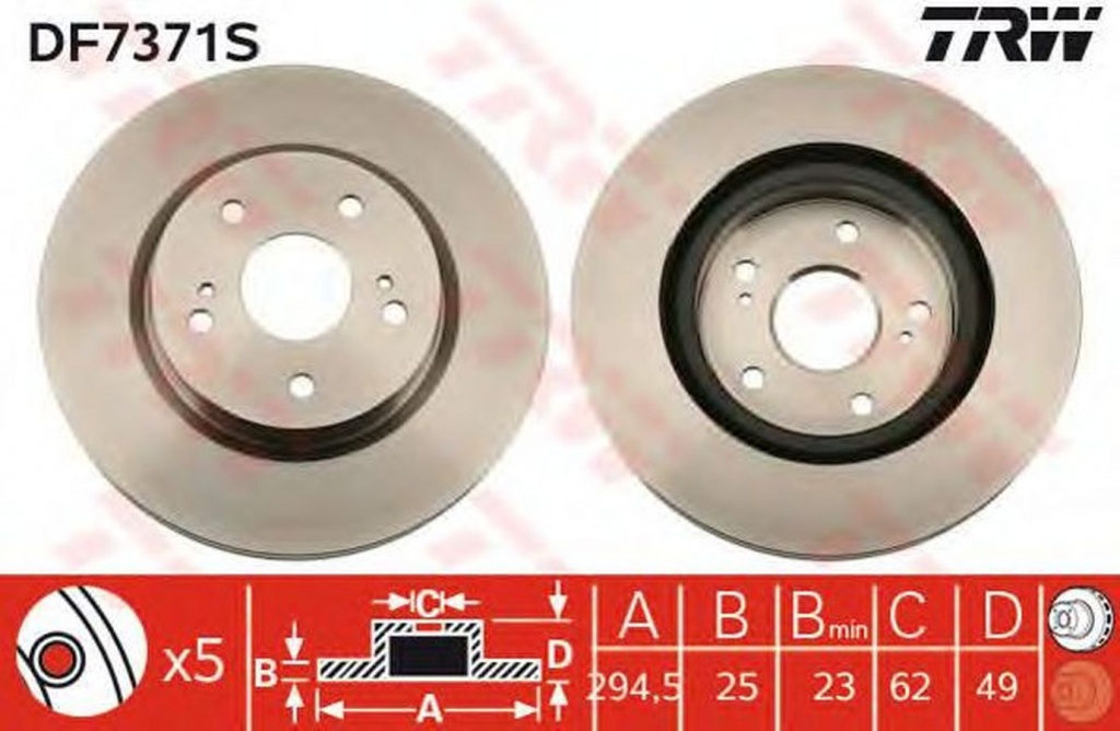 Disc frana SUZUKI GRAND VITARA II JT TRW DF7371S