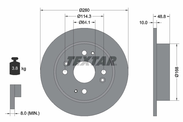 Disc frana TEXTAR 92081700 pentru masina ACURA CL cupe 1996 1997 1998 1999 2000