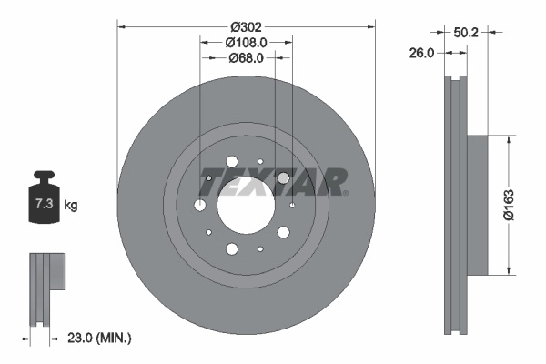 Disc frana TEXTAR 92092300 pentru VOLVO 850 (854) 1991-1997