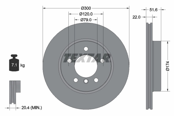 Disc frana TEXTAR 92097205 pentru ALPINA ROADSTER S (E85) 2003-2005