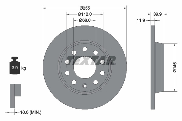 Disc frana TEXTAR 92106303 pentru masina AUDI A4 B6 Avant (8E5) 2001 2002 2003 2004