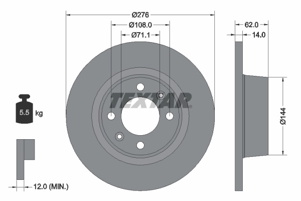 Disc frana TEXTAR 92107900 pentru CITROEN C5 I Break (DE_) 2001-2004