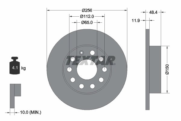 Disc frana TEXTAR 92121103 model SKODA (SVW) OCTAVIA hatchback (913) 2007 2008 2009 2010 2011 2012 2013 2014 2015 2016 2017