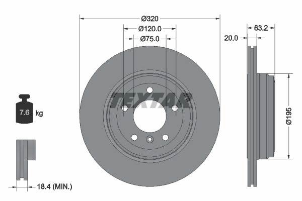 Disc frana TEXTAR 92122703 pentru BMW 5 (E60) 2001-2010