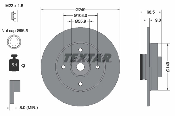 Disc frana TEXTAR 92133303 se potriveste la PEUGEO