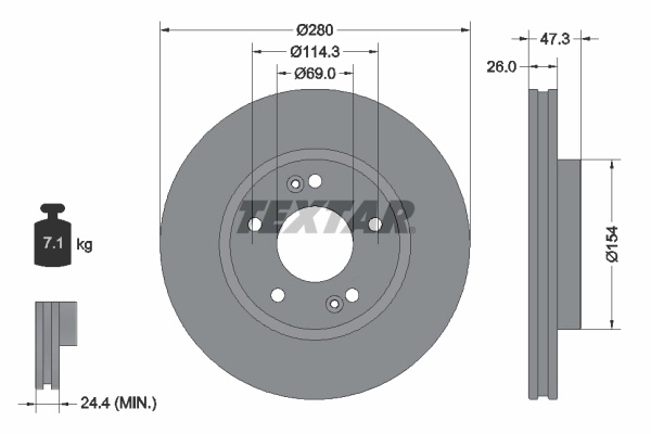 Disc frana TEXTAR 92133905 pentru KIA VENGA Hatchb