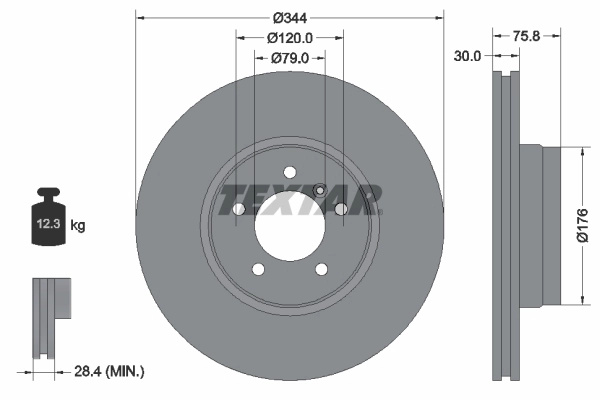 Disc frana TEXTAR 92134400 la LAND ROVER RANGE ROV